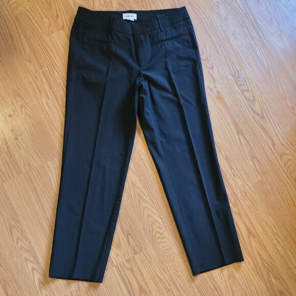 HELMUT LANG CROPPED TAPERED STRETCH WOOL TROUSERS PANTS PINTUCK FRONT SEAM sz 8 - Picture 2 of 6